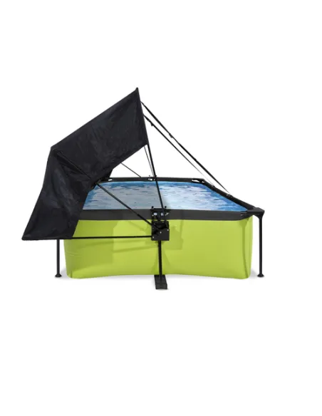 EXIT Lime pool 300x200x65cm with canopy and filter pump - green Piscina con bordi Piscina rettangolare 3700 L Verde