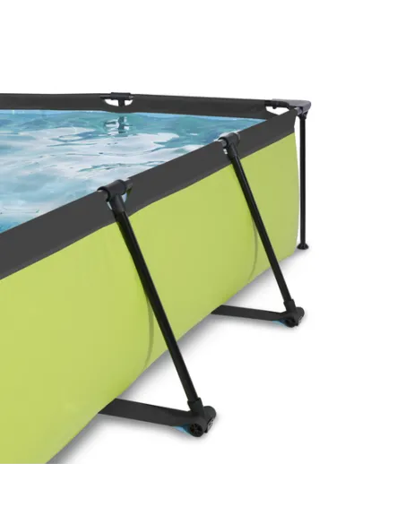 EXIT Lime pool 300x200x65cm with canopy and filter pump - green Piscina con bordi Piscina rettangolare 3700 L Verde