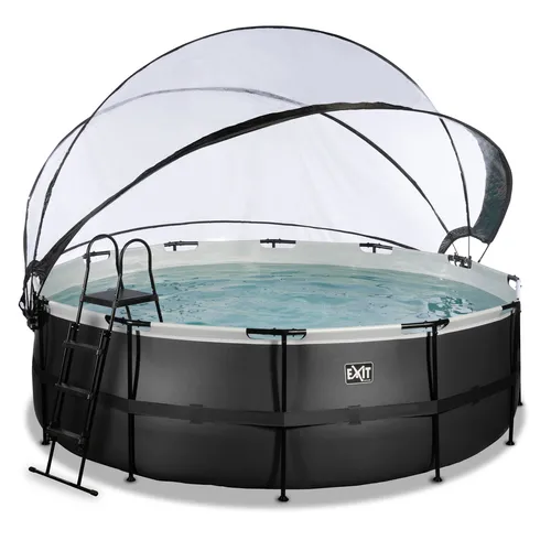 EXIT Black Leather pool ø427x122cm with dome...