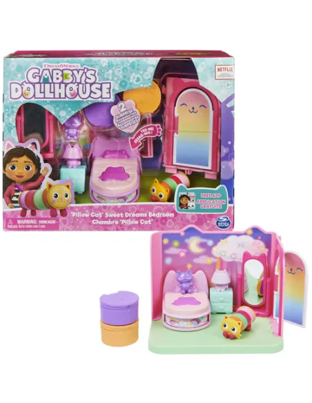 Gabby's Dollhouse , La camera da letto di Cuscigatta, mini playset stanze della casa, giochi per bambini dai 3 anni in su