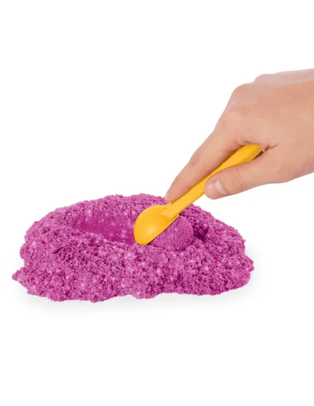 Kinetic Sand , Castello di Sabbia Cinetica Shimmer, 454gr, Glitterata Rosa, 3 accessori e vaschetta inclusi, Giocattoli per bamb