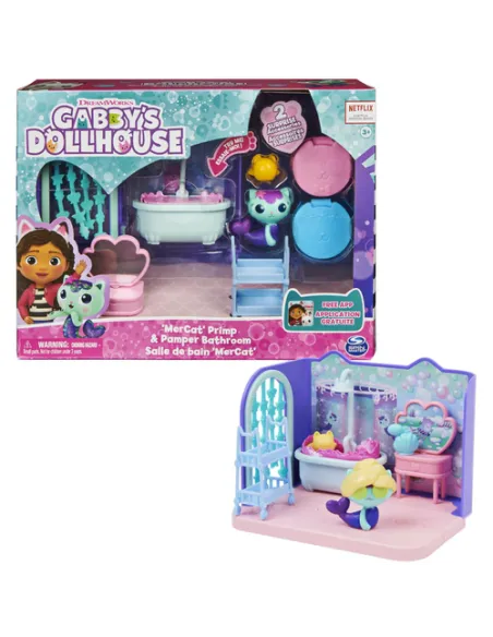 Gabby's Dollhouse , La sala da bagno di Siregatta, mini playset stanze della casa, giochi per bambini dai 3 anni in su
