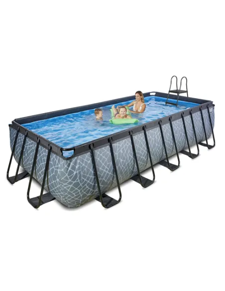 EXIT Piscina "Stone" 540x250x122cm con pompa a filtro - Grigia