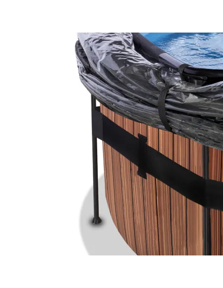 EXIT Wood pool ø427x122cm with dome and sand filter pump - brown Piscina con bordi Piscina rotonda 14758 L Marrone