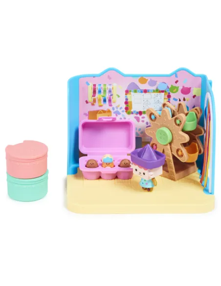 Gabby's Dollhouse , Stanza Baby Box Craft-a-riffic con il personaggio gatto Baby Scatola, accessori, mobili e scatole con sorpre