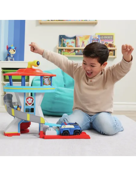 PAW Patrol Quartier Generale, Set di gioco Torre di Controllo, 2 Personaggi di Chase, auto della polizia di Chase e accessori, G