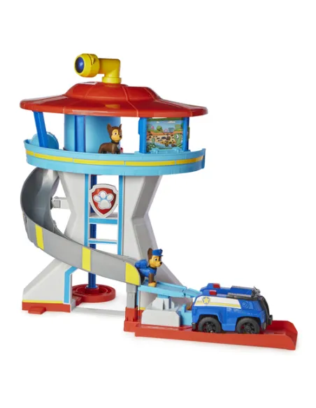 PAW Patrol Quartier Generale, Set di gioco Torre di Controllo, 2 Personaggi di Chase, auto della polizia di Chase e accessori, G