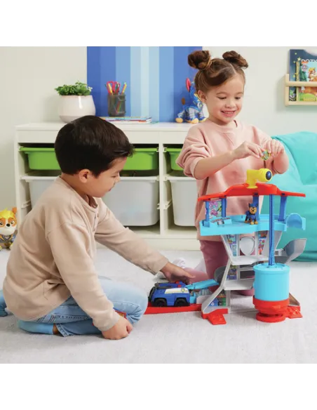 PAW Patrol Quartier Generale, Set di gioco Torre di Controllo, 2 Personaggi di Chase, auto della polizia di Chase e accessori, G