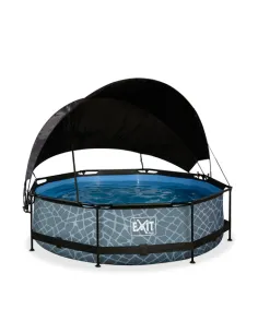 EXIT Stone pool ø300x76cm with canopy and filter pump -...