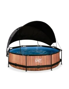 EXIT Wood pool ø300x76cm with canopy and filter pump -...