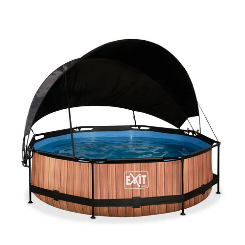EXIT Wood pool ø300x76cm with canopy and filter...