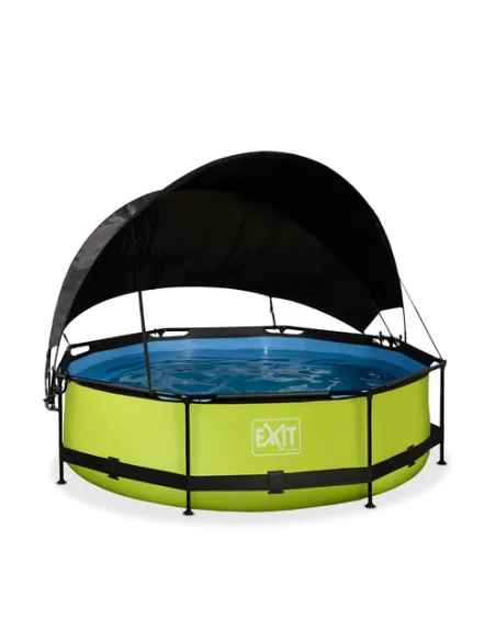 EXIT Lime pool ø300x76cm with canopy and filter pump - green Piscina con bordi Piscina rotonda 4383 L Verde