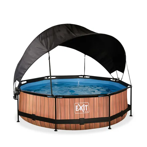 EXIT Wood pool ø300x76cm with canopy and filter...