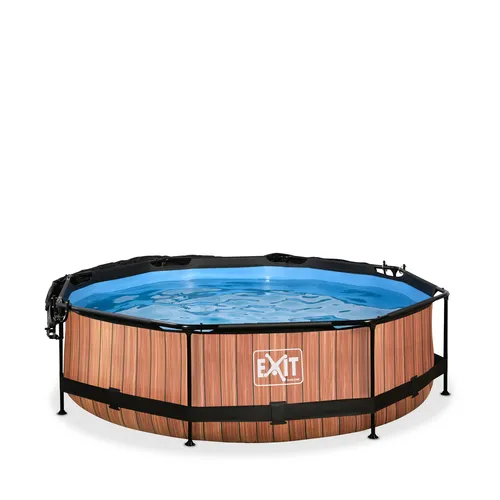 EXIT Wood pool ø300x76cm with canopy and filter...