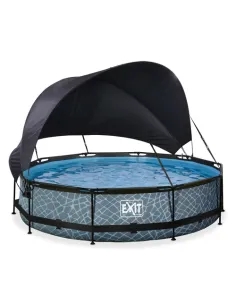 EXIT Stone pool ø360x76cm with canopy and filter pump -...