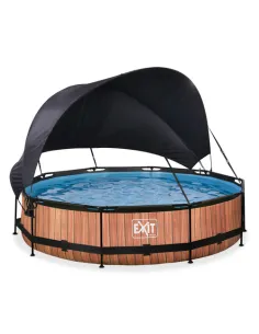 EXIT Wood pool ø360x76cm with canopy and filter pump -...