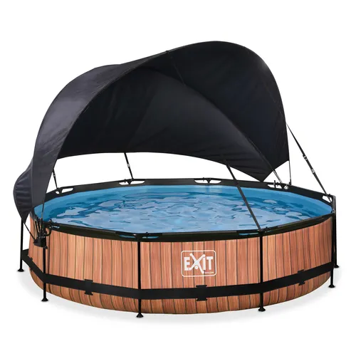 EXIT Wood pool ø360x76cm with canopy and filter...