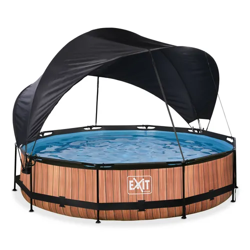 EXIT Wood pool ø360x76cm with canopy and filter...