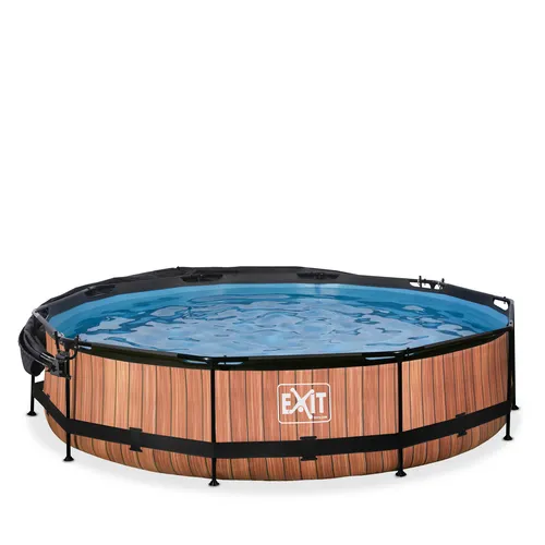 EXIT Wood pool ø360x76cm with canopy and filter...