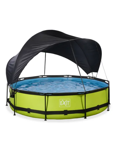 EXIT Lime pool ø360x76cm with canopy and filter pump - green Piscina con bordi Piscina rotonda 6125 L Verde