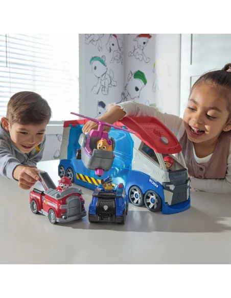 PAW Patrol , PAW Patroller trasformabile con lanciatore per veicoli, luci e suoni, personaggio di Ryder e quad giocattolo, Gioca