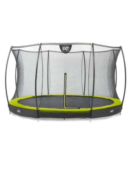 EXIT Silhouette ground trampoline ø427cm with safety net - green Esterno Rotondo Molla elicoidale Trampolino interrato