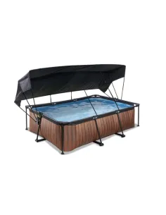 EXIT Wood pool 220x150x65cm with canopy and filter pump -...