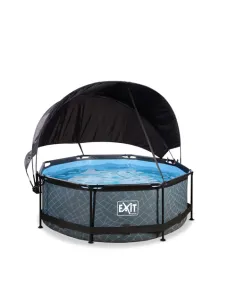 EXIT Stone pool ø244x76cm with canopy and filter pump -...