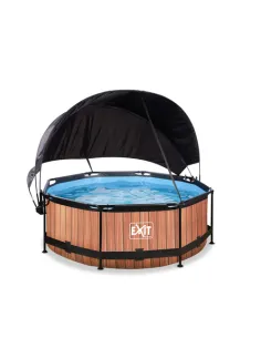 EXIT Wood pool ø244x76cm with canopy and filter pump -...