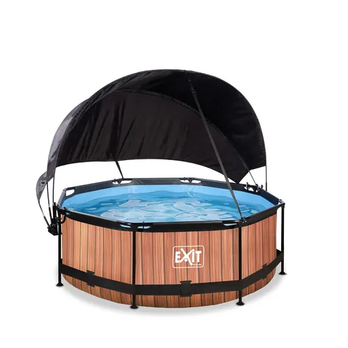EXIT Wood pool ø244x76cm with canopy and filter...