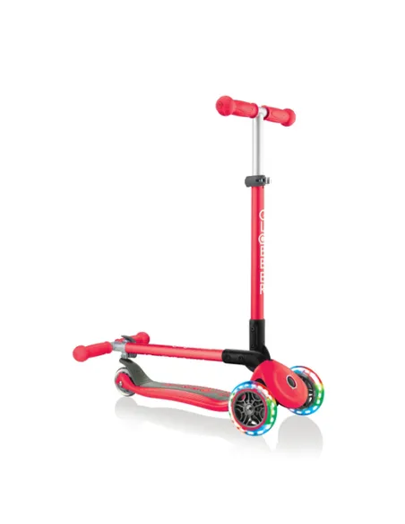 Globber Primo Foldable Lights Bambini Monopattino a tre ruote Rosso