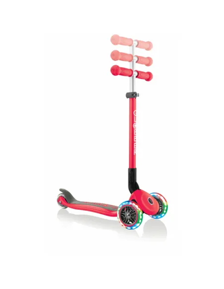 Globber Primo Foldable Lights Bambini Monopattino a tre ruote Rosso