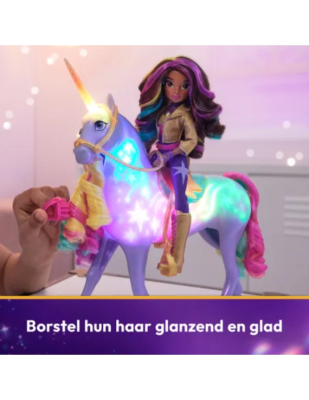 Unicorn Academy, Sophia & Interactive Rainbow Light-up Wildstar Unicorn, giocattolo con luci, suoni e musica, bambole e unicorni
