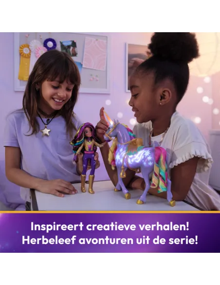 Unicorn Academy, Sophia & Interactive Rainbow Light-up Wildstar Unicorn, giocattolo con luci, suoni e musica, bambole e unicorni