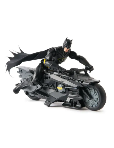 DC Comics , Batcycle stealth radiocomandato di Batman con action figure di Batman da 30 cm, giocattoli dei supereroi per bambini