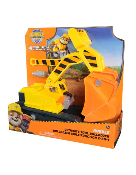 Rubble & Crew , Bulldozer di Rubble, con Attrezzi Rimovibili, Veicolo Giocattolo con Personaggio, Giocattoli di PAW Patrol per B