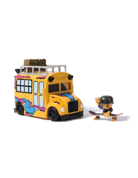 Tech Deck Sk8 Crew, autobus e contenitore trasformabile 2-in-1 Ultra Sk8 con fingerboard e personaggio, mini skateboard da colle