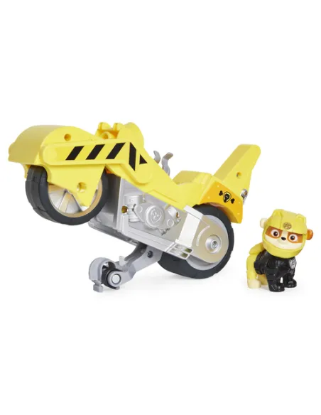PAW Patrol , veicolo Moto Pups di Rubble, motocicletta con motore a retrocarica e personaggio, per bambini dai 3 anni in su