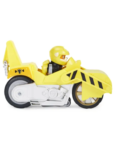 PAW Patrol , veicolo Moto Pups di Rubble, motocicletta con motore a retrocarica e personaggio, per bambini dai 3 anni in su