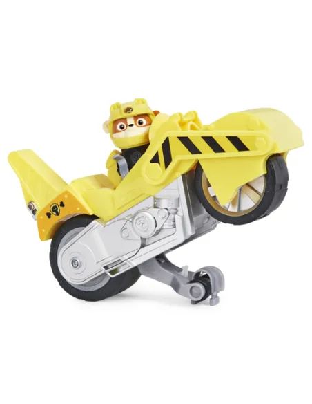 PAW Patrol , veicolo Moto Pups di Rubble, motocicletta con motore a retrocarica e personaggio, per bambini dai 3 anni in su
