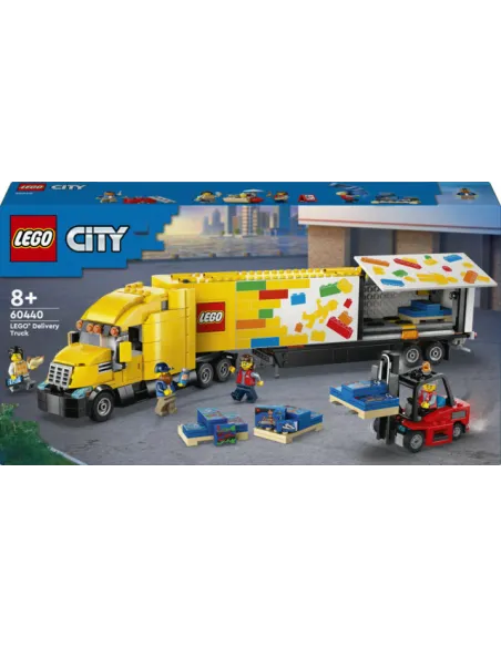 LEGO City 60440 Camion per le Consegne Giallo, Giocattolo con Rimorchio e Carrello Elevatore da Costruire, Giochi Bambini 8+