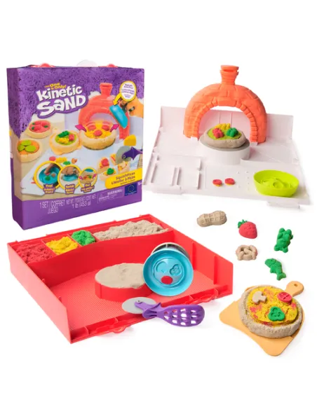 Kinetic Sand , Set di Gioco Squish Pizza, con 452 g di Sabbia e 5 Attrezzi, Giocattoli per Bambini e Bambine, 5+ Anni