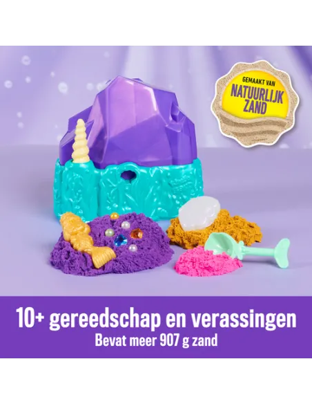 Kinetic Sand , Playset il Cristallo della Sirenetta, Sabbia Colorata, Sabbia Cinetica 481 g, Accessori per Scavare e Scoprire, G