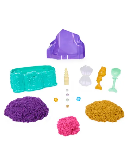 Kinetic Sand , Playset il Cristallo della Sirenetta, Sabbia Colorata, Sabbia Cinetica 481 g, Accessori per Scavare e Scoprire, G