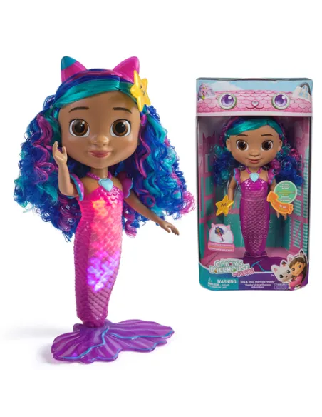 Gabby's Dollhouse : The Movie – Sirena Gabby che canta e si illumina, Bambola Sirena Impermeabile con Luci e Suoni | Giocattol