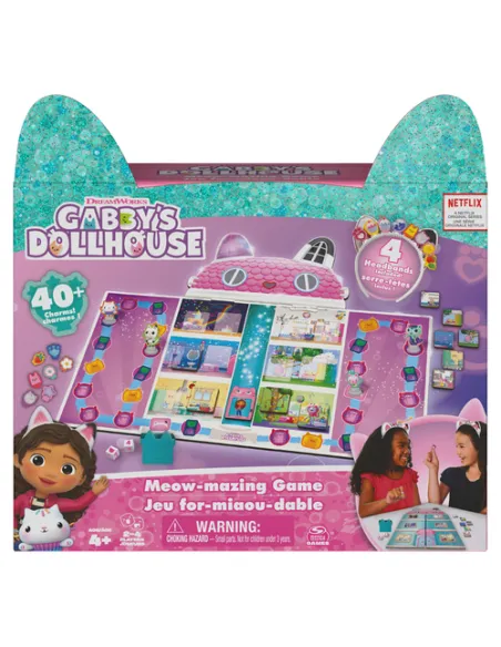 Games Gabby's Dollhouse, for-miao-dabile gioco da tavolo ispirato alla serie DreamWorks Netflix con 4 cerchietti da gattini, boa
