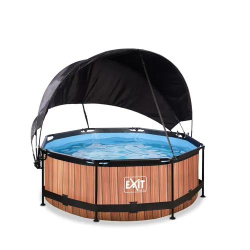 EXIT Wood pool ø244x76cm with canopy and filter...