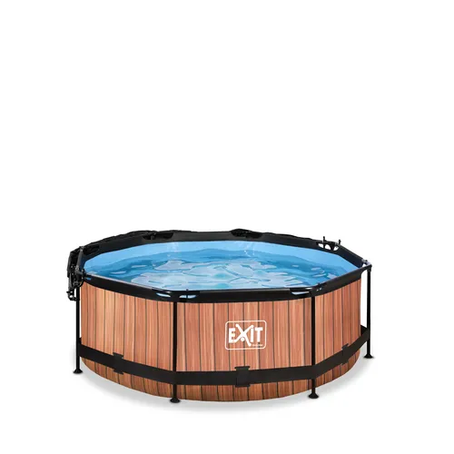 EXIT Wood pool ø244x76cm with canopy and filter...