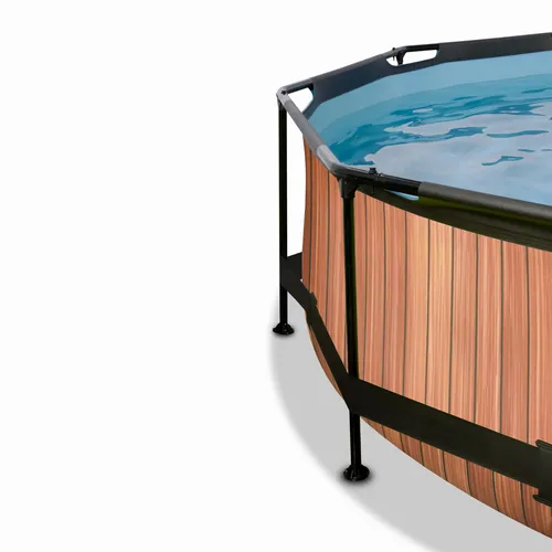 EXIT Wood pool ø244x76cm with canopy and filter...