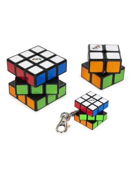 Rubik’s Cubo di Rubik, confezione famiglia, Cubo originale 3x3, Cubo 2x2, Cubo portachiavi 3x3, confezione completa da 3